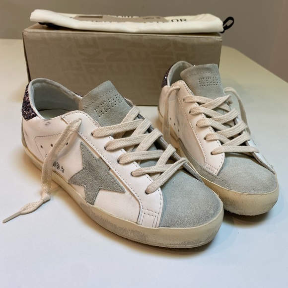 Golden Goose Superstar Sneaker White Leather/Ice/Gray/Glitter sz 36 New in Box - Picture 9 of 14